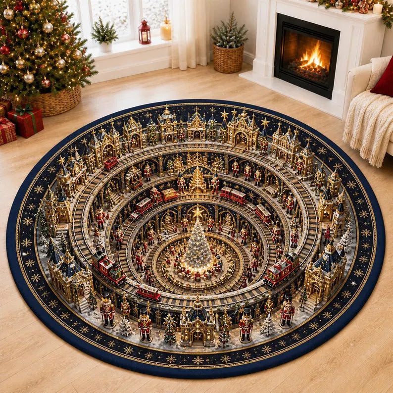 3D Holiday-Themed Circular Area Rug for Home