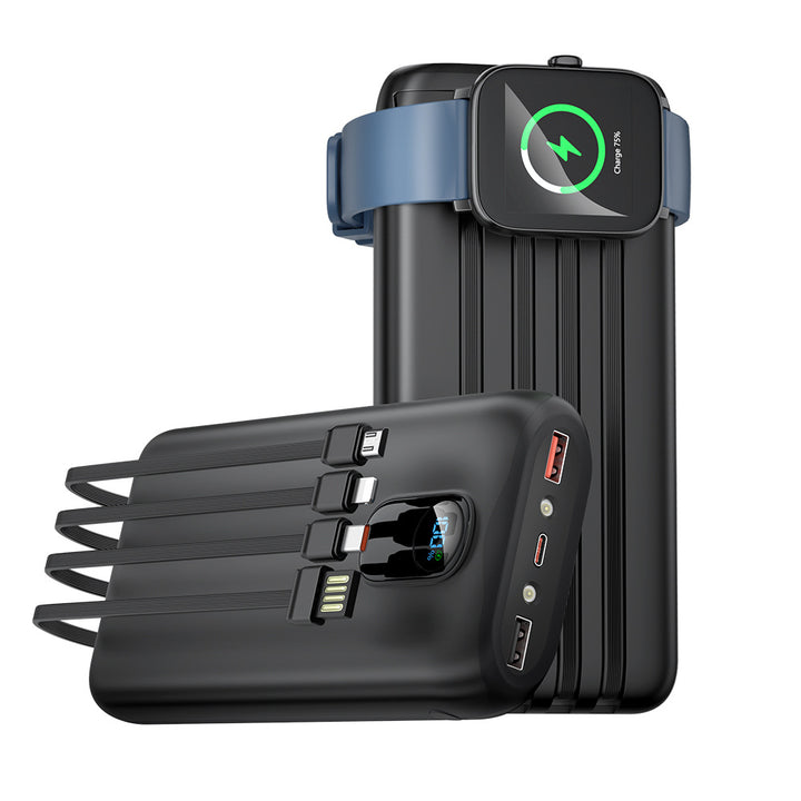 Portable power bank with integrated charging cables and LCD screen Kalsten