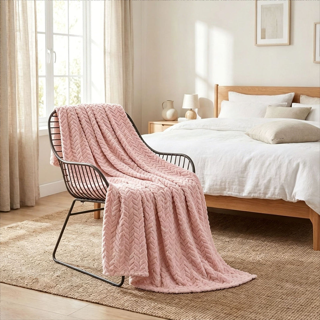 Chevron Patterned Plush Throw Blanket