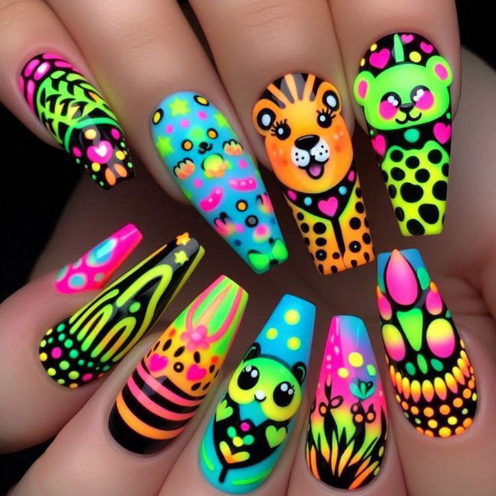 Creative artificial nails with colorful animal designs Kalsten