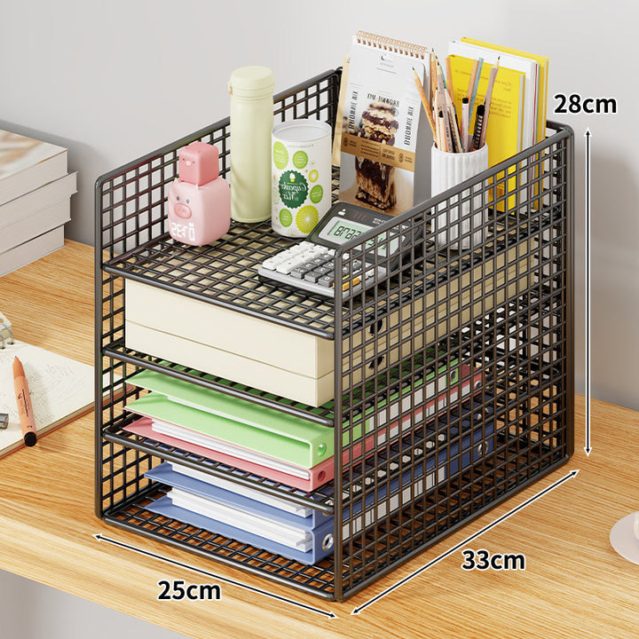 Mesh Two-Tier Desktop Document and Stationery Organizer