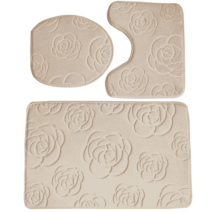 Rose Pattern Bath Mat Set Kalsten