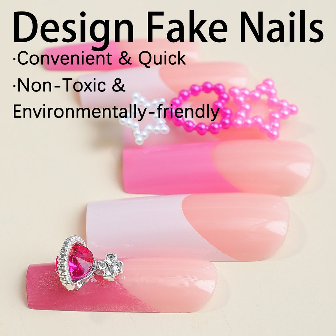 Elegant Artificial Nails Set with Decorative Elements Kalsten