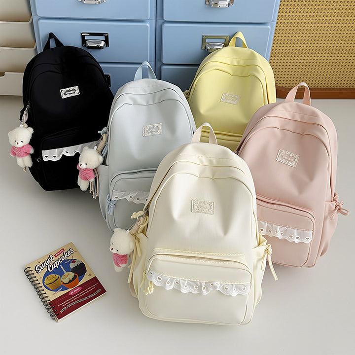Decorative Lace-Trimmed School Backpack Kalsten