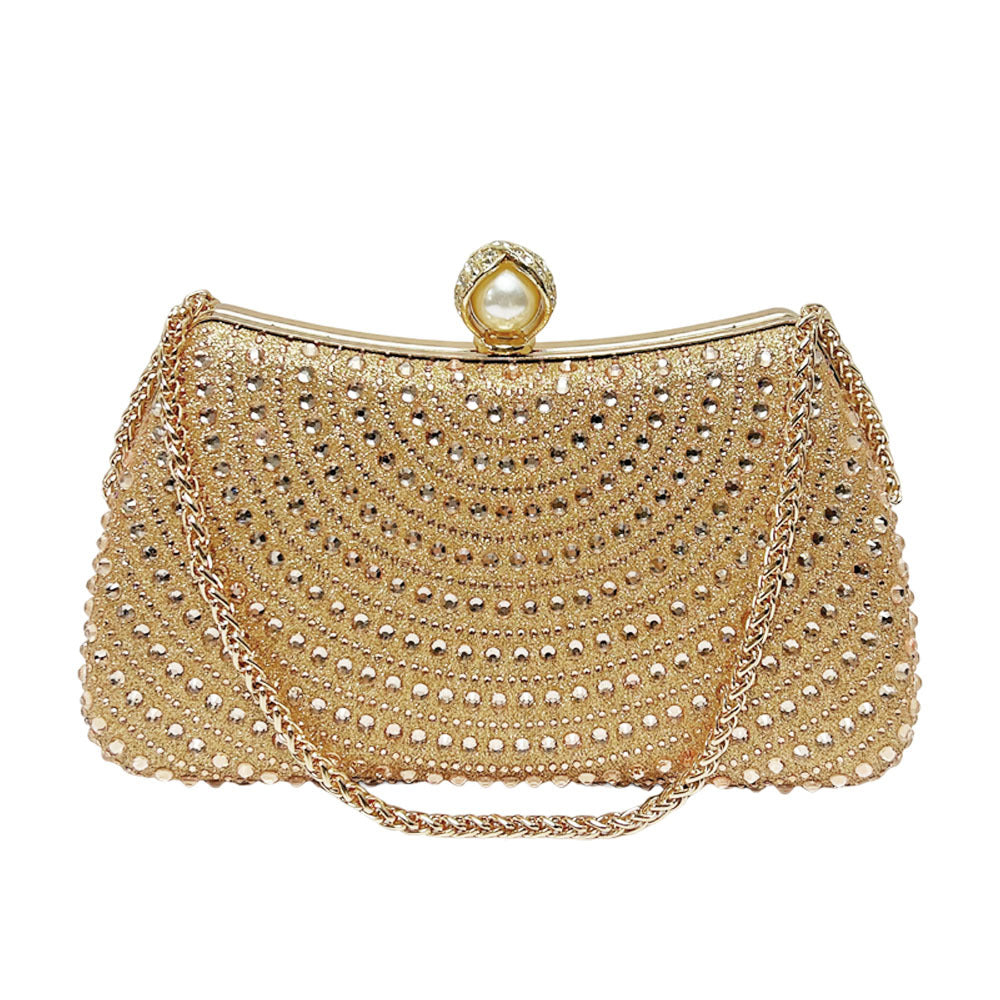 Decorative Crystal-Studded Evening Handbag