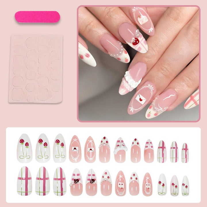 Artificial nail set with playful flowers and elaborate decorations Kalsten