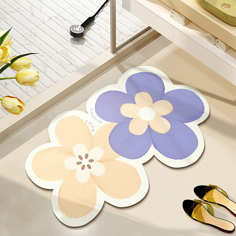 Floral Pattern Water-Absorbent Bath Mat