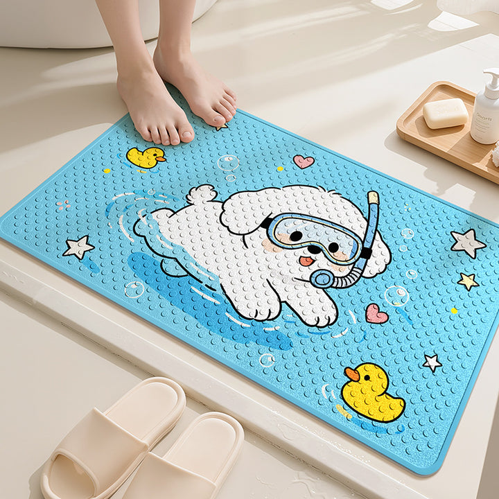 Playful Cartoon Dog Bath Mat Kalsten
