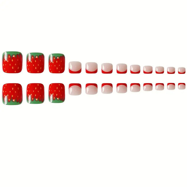 Decorative Strawberry Design Press-On Toenails Kalsten