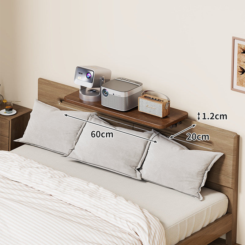 Wall-Mounted Slim Floating Headboard Shelf with Rounded Corners and Concealed Brackets