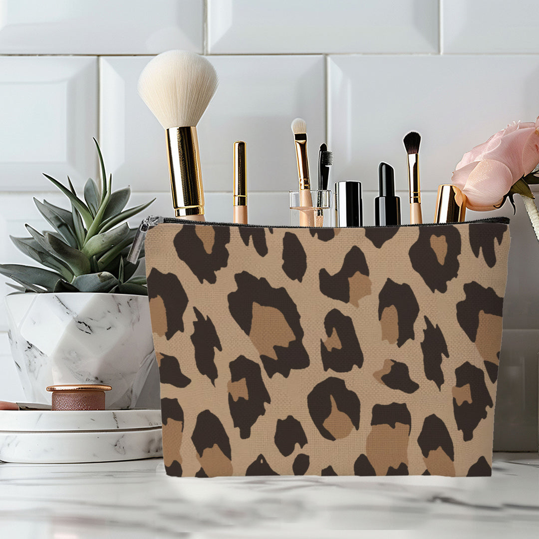 Embroidered Owl Textured Makeup Pouch With Zipper And Water-Resistant Lining