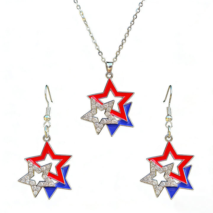 Women's patriotic jewelry set with flip-flop pendant made of enamel and crystal embellishment Kalsten