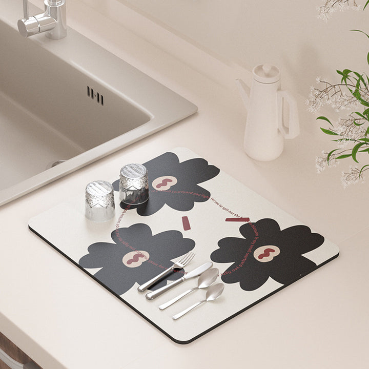 Floral Design Kitchen Drying Mat