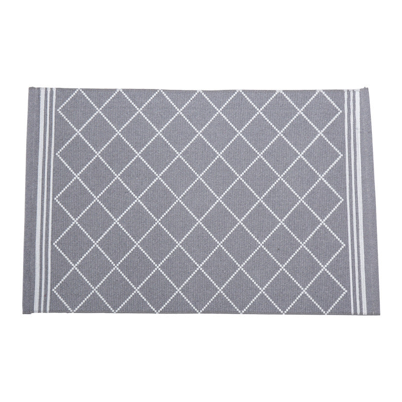 Flat-woven runner rug with diamond pattern and easy-care texture