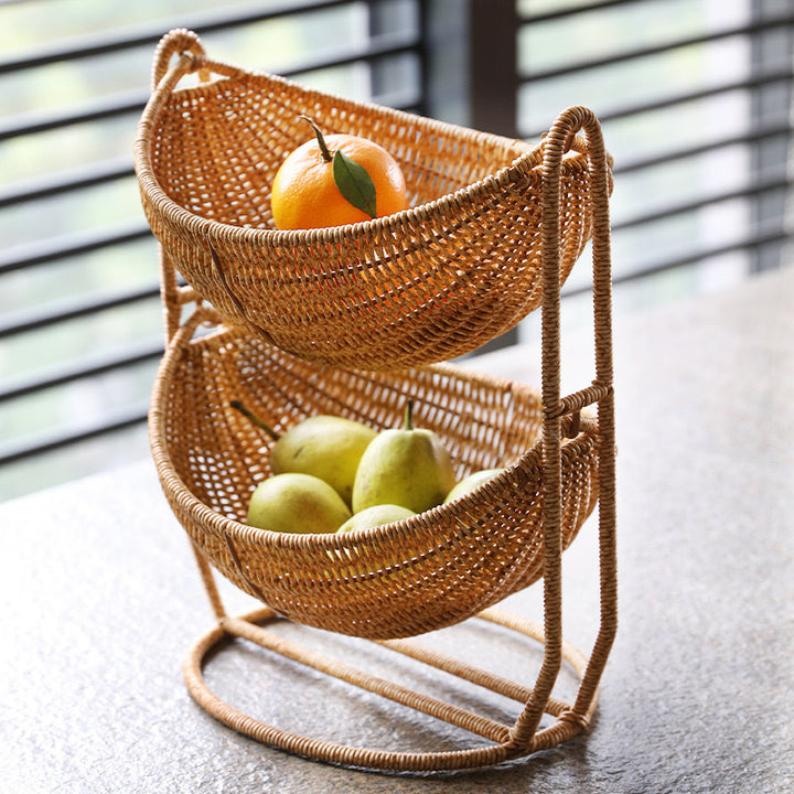 Women Two-Tier Rattan Basket Kalsten