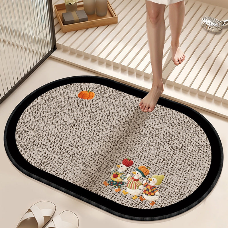 Absorbent Non-Slip Bath Mat with Winter Theme