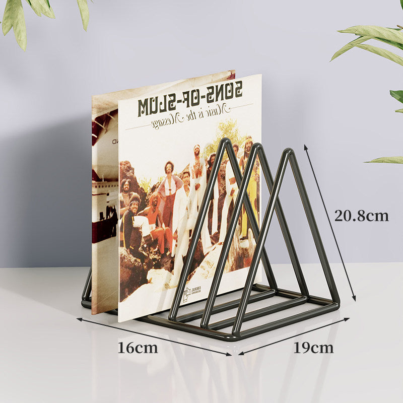 Triangular Metal Wire Record & Book Organizer Rack