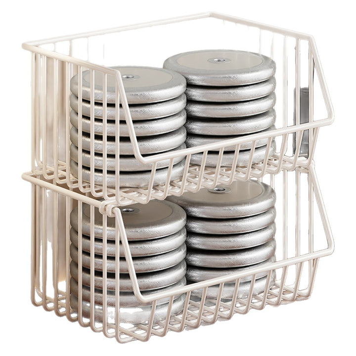 Four-Tier Tall Rolling Wire Pantry and Mug Storage Cart with Deep Slanted Baskets