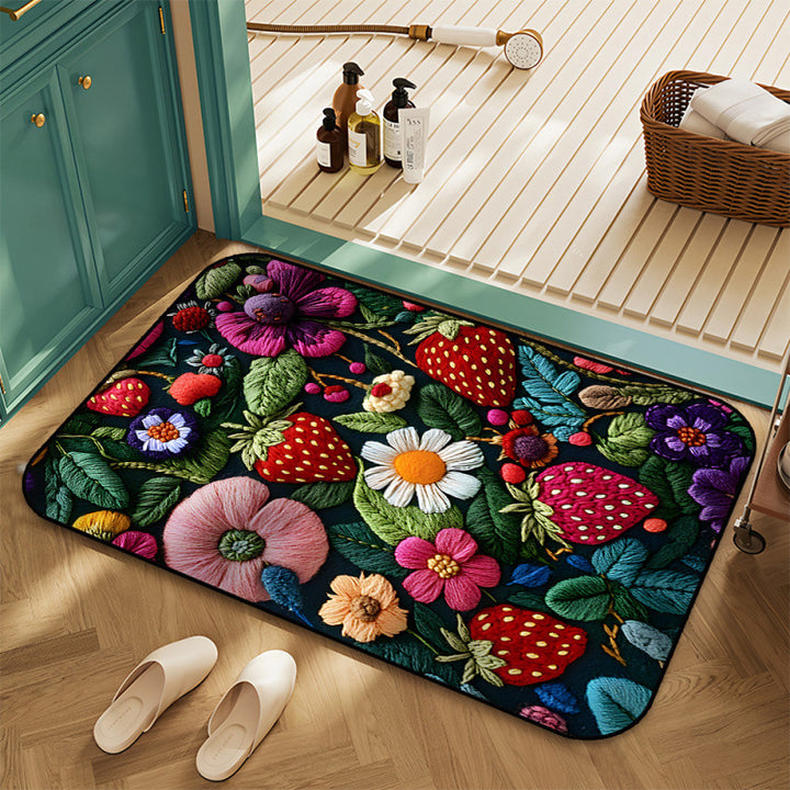 Floral Embroidered Area Rug Kalsten