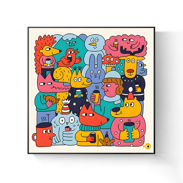 Playful Cartoon Character Canvas Artwork