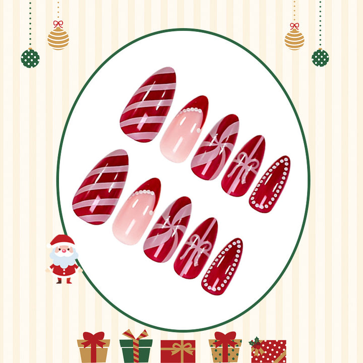 Artificial nail set with festive Christmas motifs and glamorous decorations Kalsten