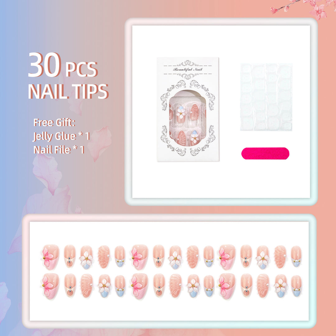 Floral Design Press-On Nail Art Set