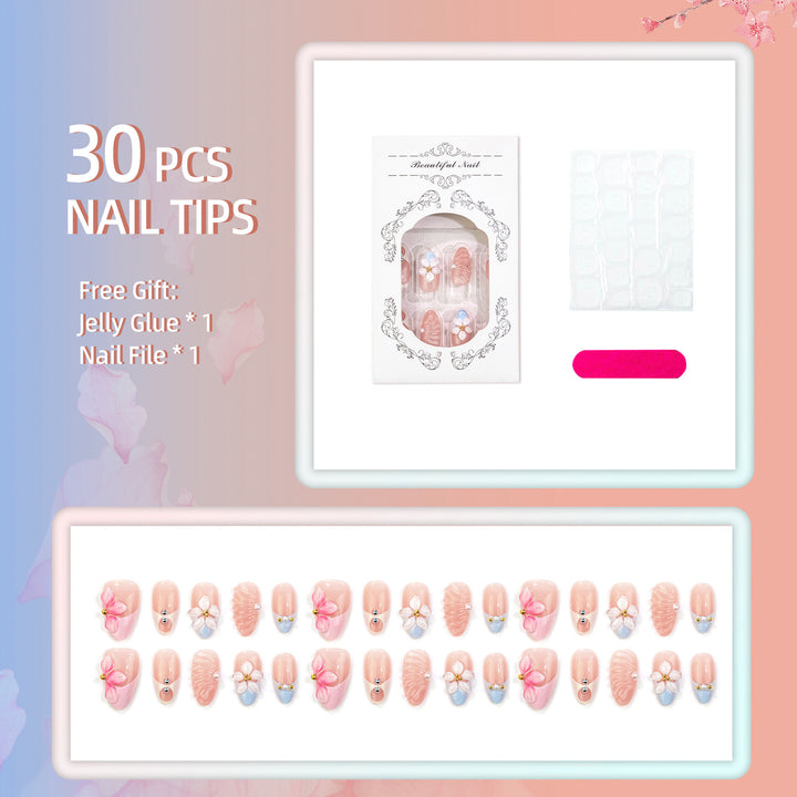 Floral Design Press-On Nail Art Set