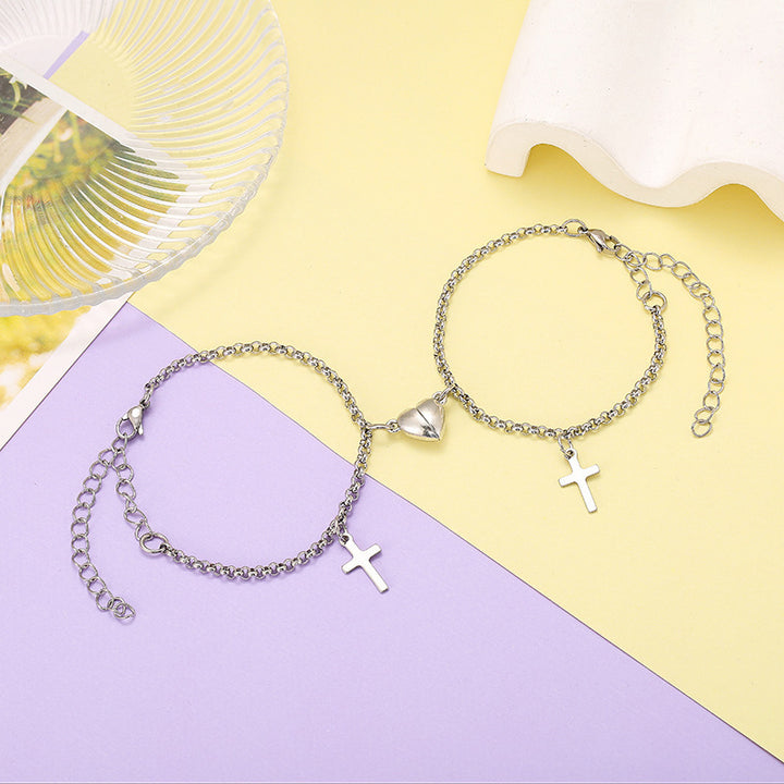 Versatile bracelet with cross and heart pendants Kalsten