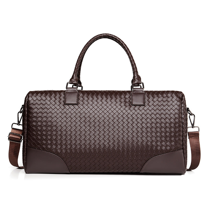 Woven Leather Weekender Duffel Bag Kalsten