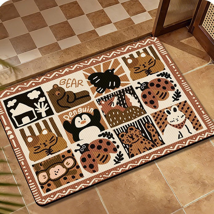 Whimsical Animal-Themed Decorative Area Mat