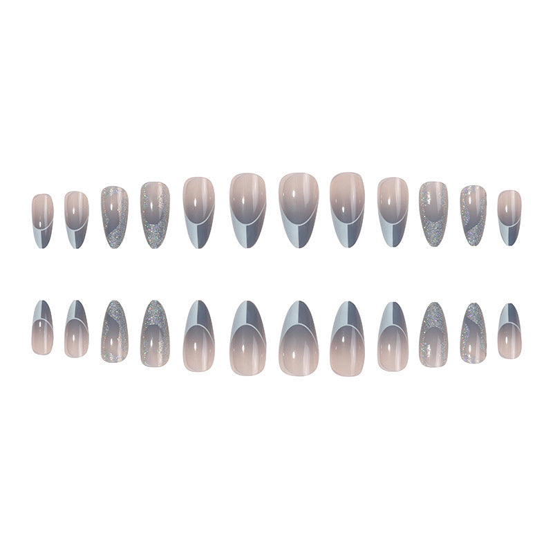 Decorative Stiletto Press-On Nails with Glitter and Wavy Design Kalsten