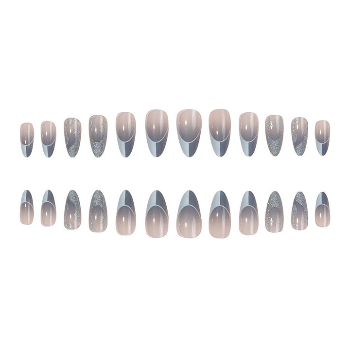 Decorative Stiletto Press-On Nails with Glitter and Wavy Design Kalsten