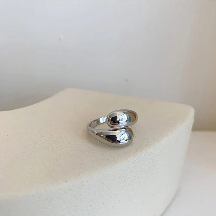 Modern double ring made of stainless steel Kalsten