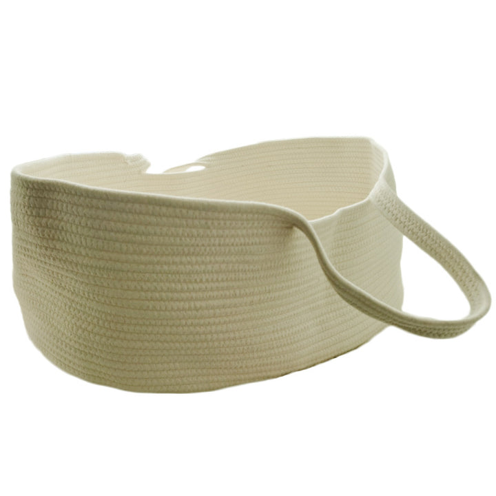 Large Quilted Cotton Rope Storage Basket with Carry Handles