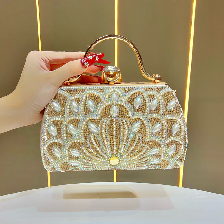 Ornate Crystal-Embellished Handbag