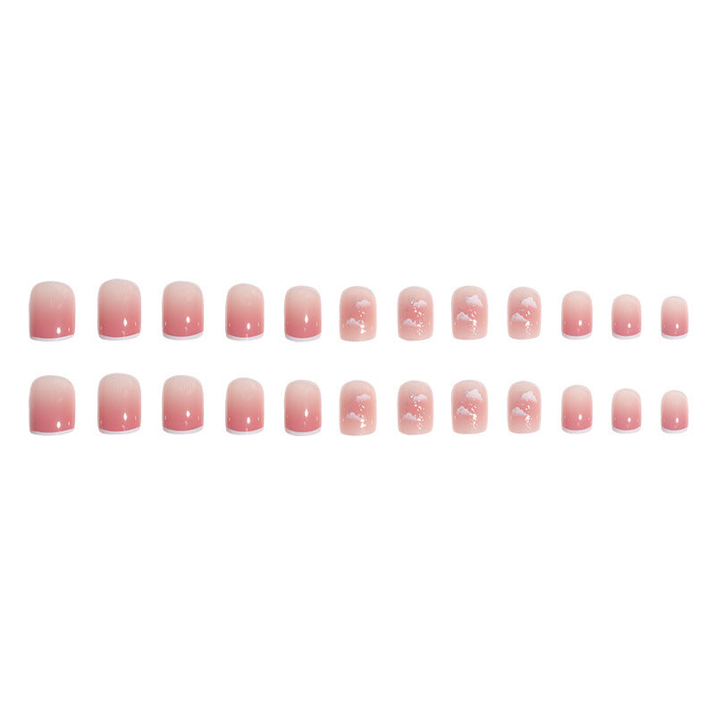 Artistic Press-On Nail Set with Cloud Design Kalsten