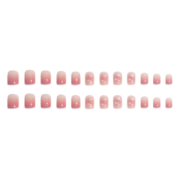 Artistic Press-On Nail Set with Cloud Design Kalsten