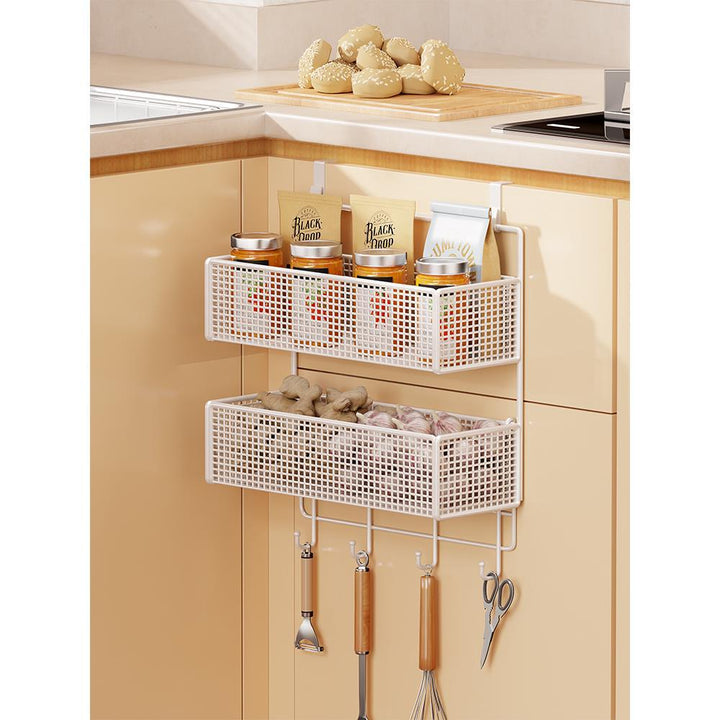 Over-Cabinet Three-Tier Mesh Hanging Pantry Organizer with Removable Baskets