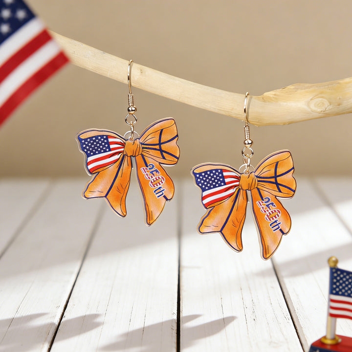 Women's eye-catching statement earrings made of acrylic with patriotic bow pendant Kalsten