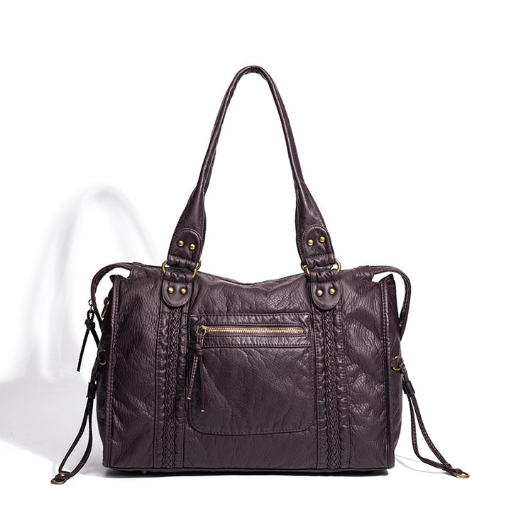 Distressed Leather Satchel Bag Kalsten
