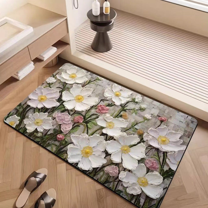Luxury Textured Floral Bath Mat Kalsten