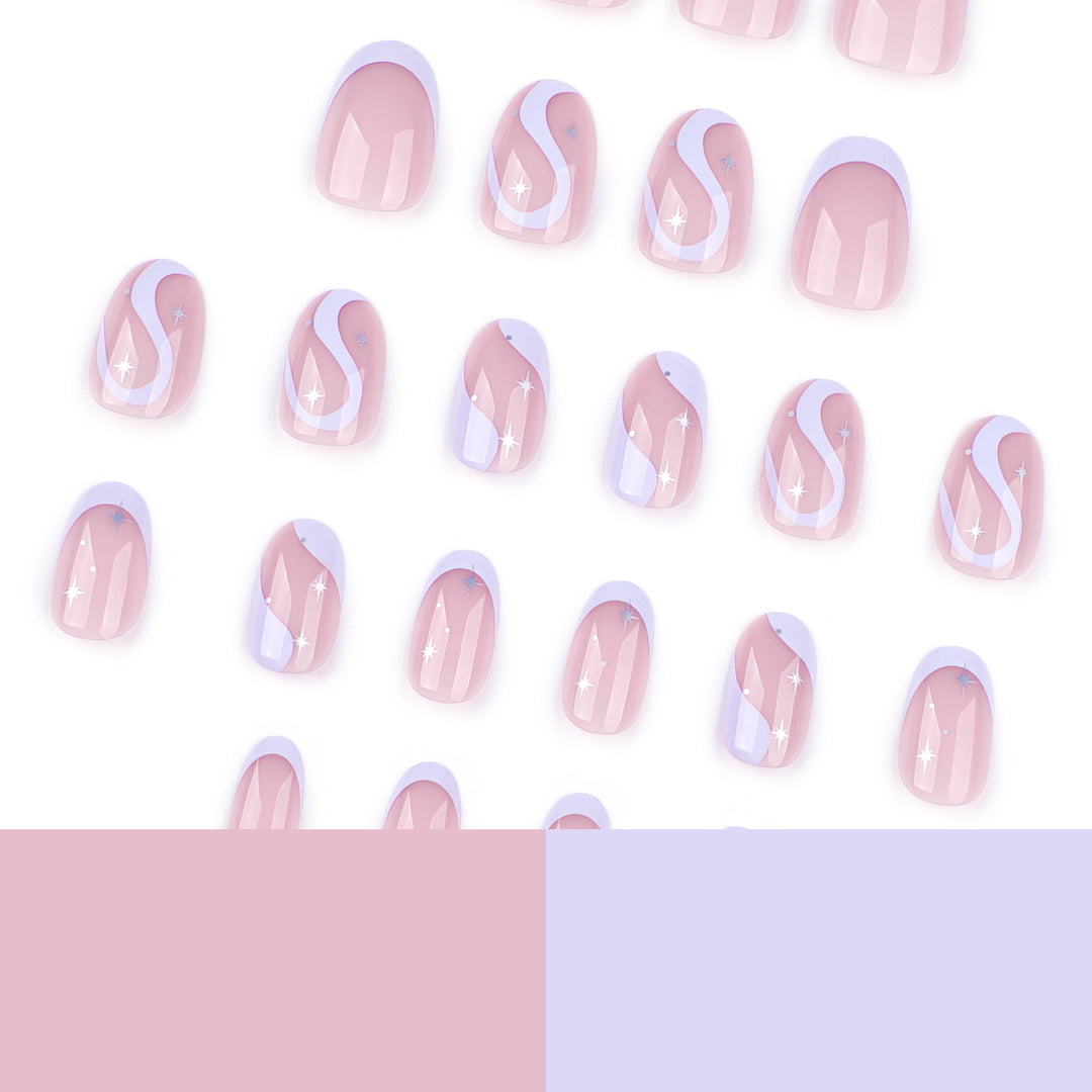 Artful nail art with elegant wave lines and glitter effects Kalsten