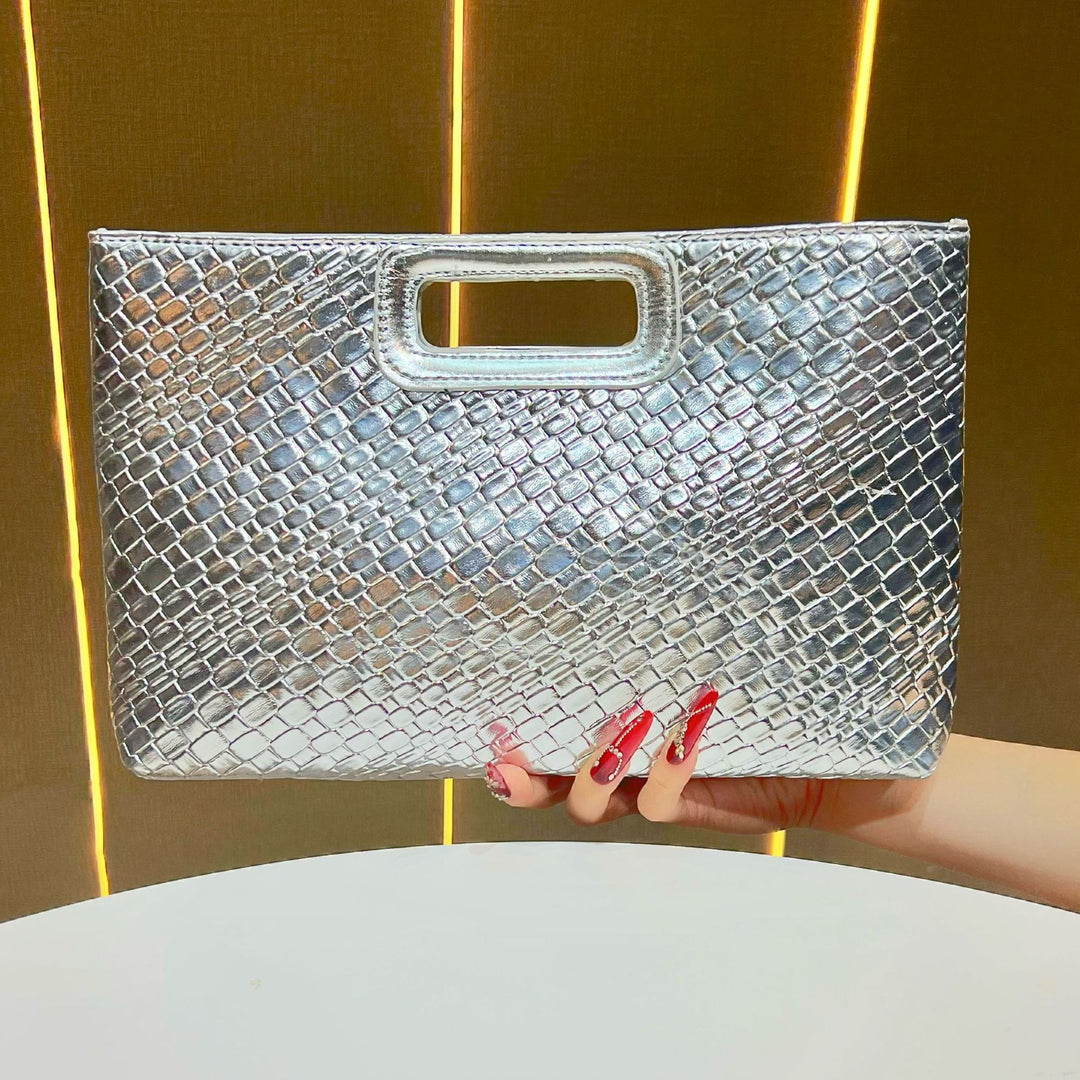 Textured Metallic Evening Clutch
