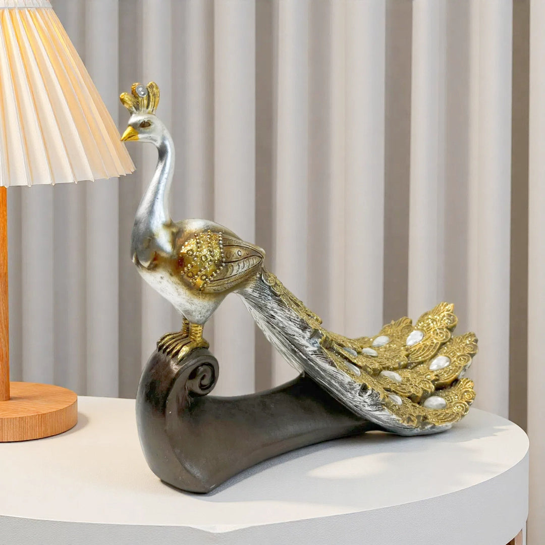 Magnificent Peacock Decor Sculpture Kalsten