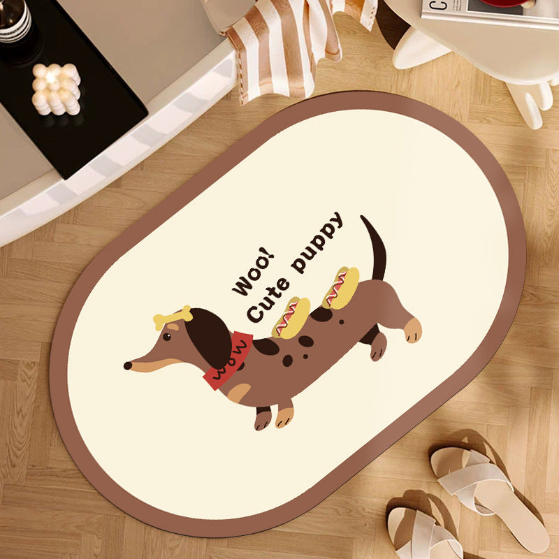 Playful Cartoon Dog-Themed Area Mat