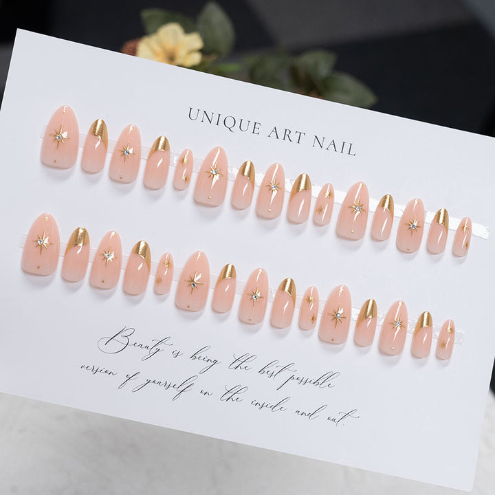 Elegant Star-Accented Press-On Nail Art