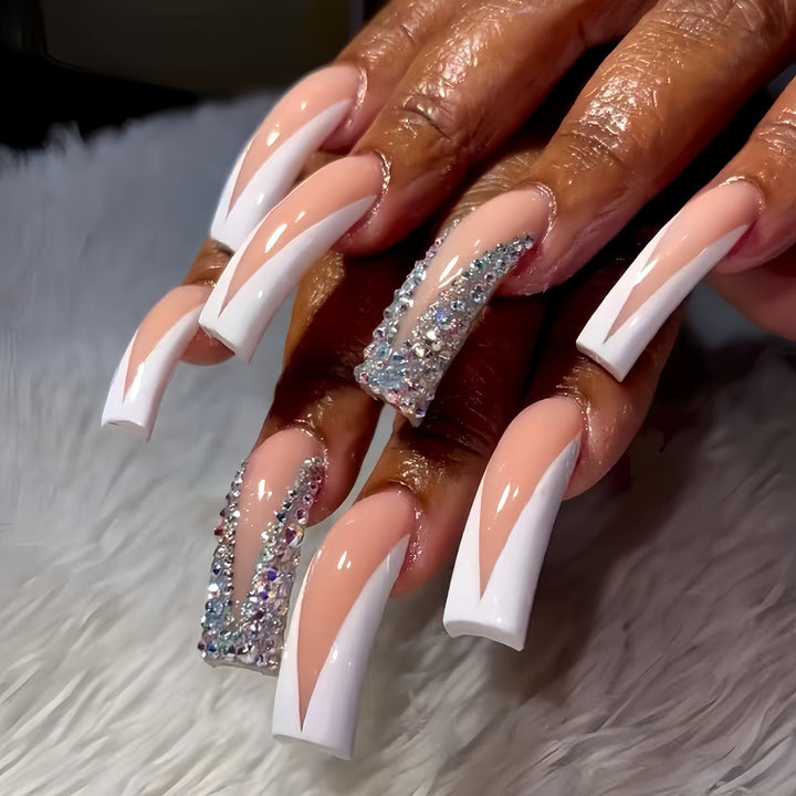 Glamorous Stiletto Press-On Nails with Rhinestone Accents Kalsten