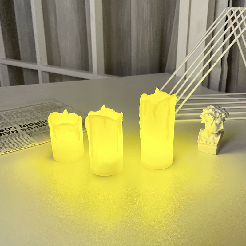 Battery-Operated Wax-Look Drip-Edge Flameless LED Pillar Candle Set