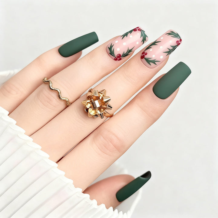 Elegant Artificial Nails with Christmas Design Kalsten