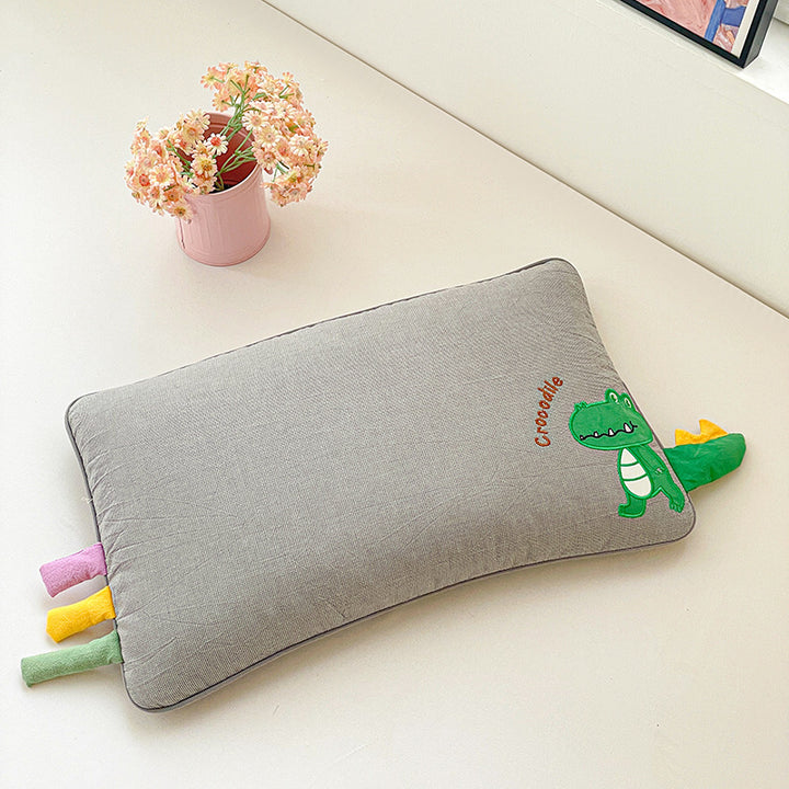 Children's cushion with cute bunny embroidery and pompom tail